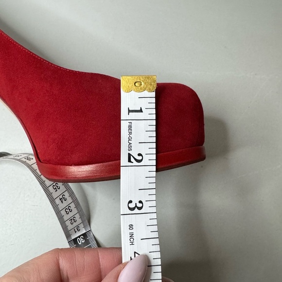 Saint Laurent Red/Coral Suede Tribtoo Platform Pumps – Size 39 - Picture 12 of 17